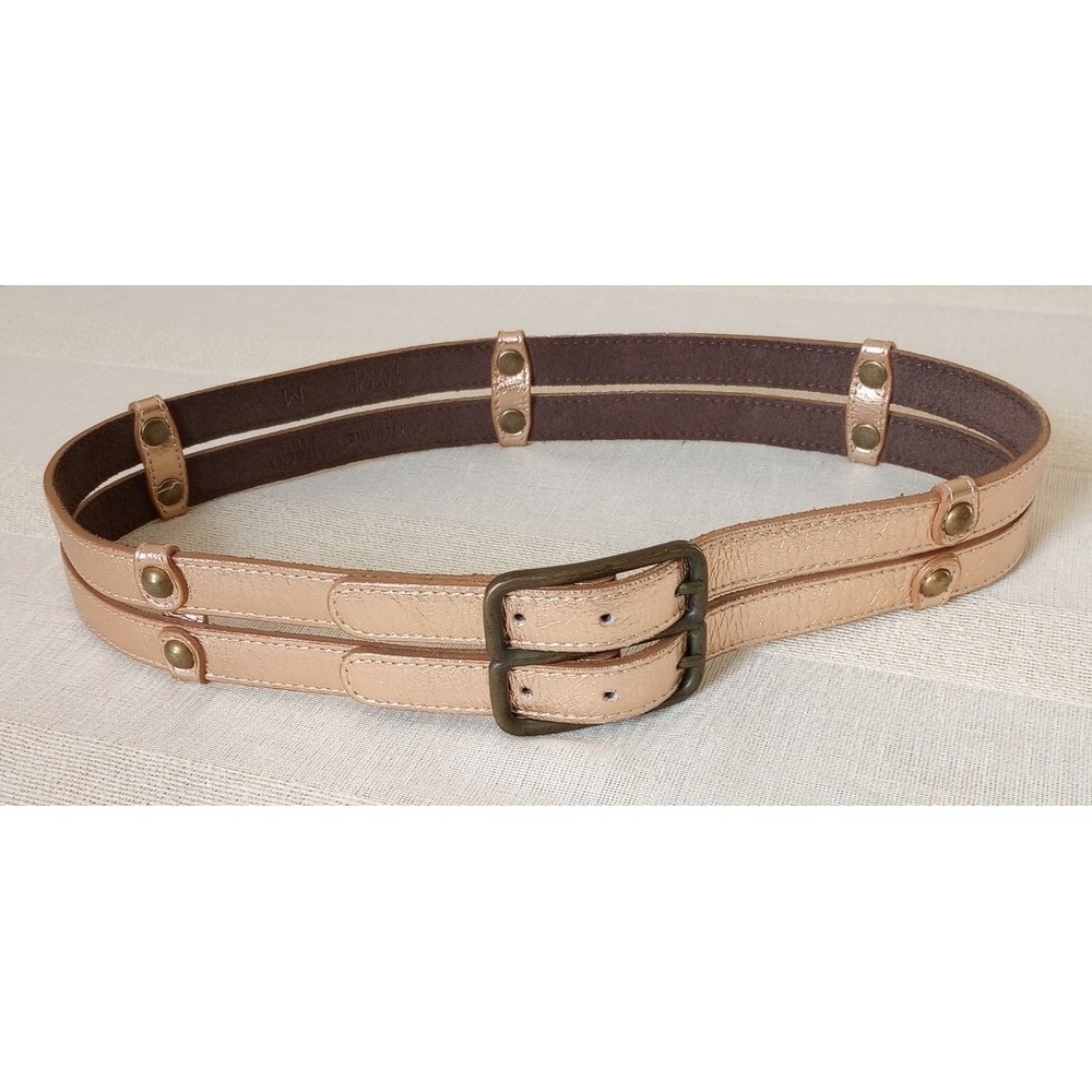 Abaco Paris Cuir Veritable Ladies Belt Made In France Size:M Metallic Pink - Picture 2 of 7